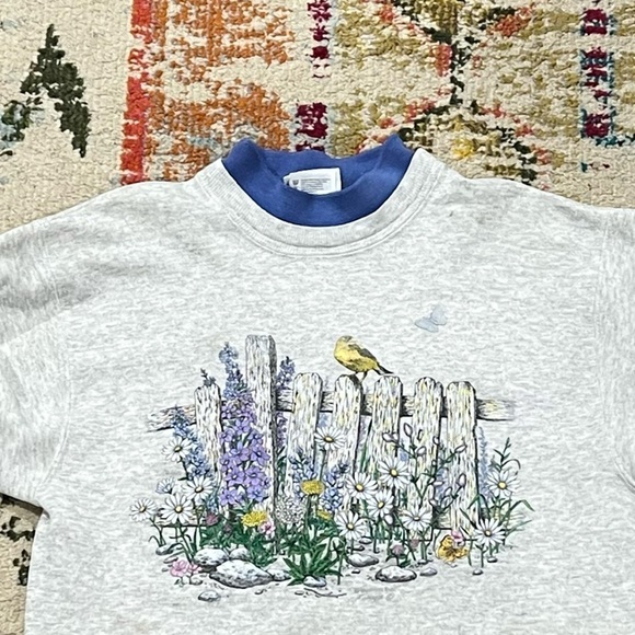 Vintage 1990s Bird Animal Print Morning Sun 90s Crewneck Sweatshirt - Picture 2 of 4